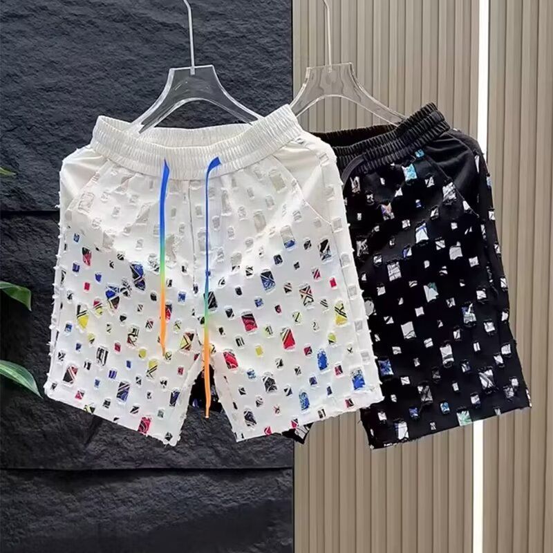 Herrenbekleidung Sommer Herren zerrissene Shorts trendige Mode Persönlichkeit Shorts Jugend vielseitige Slim Fit schöne Shorts Strandhose_voghion.com