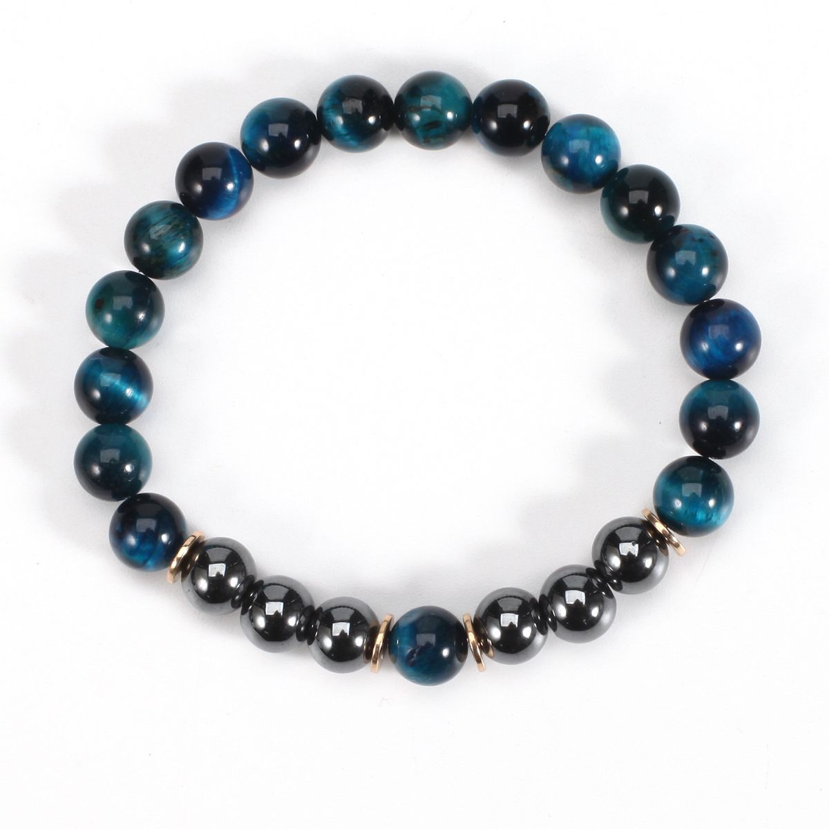 Braccialetto elastico con perline naturali per calcoli biliari neri da 8 cm, regolabile_voghion.com