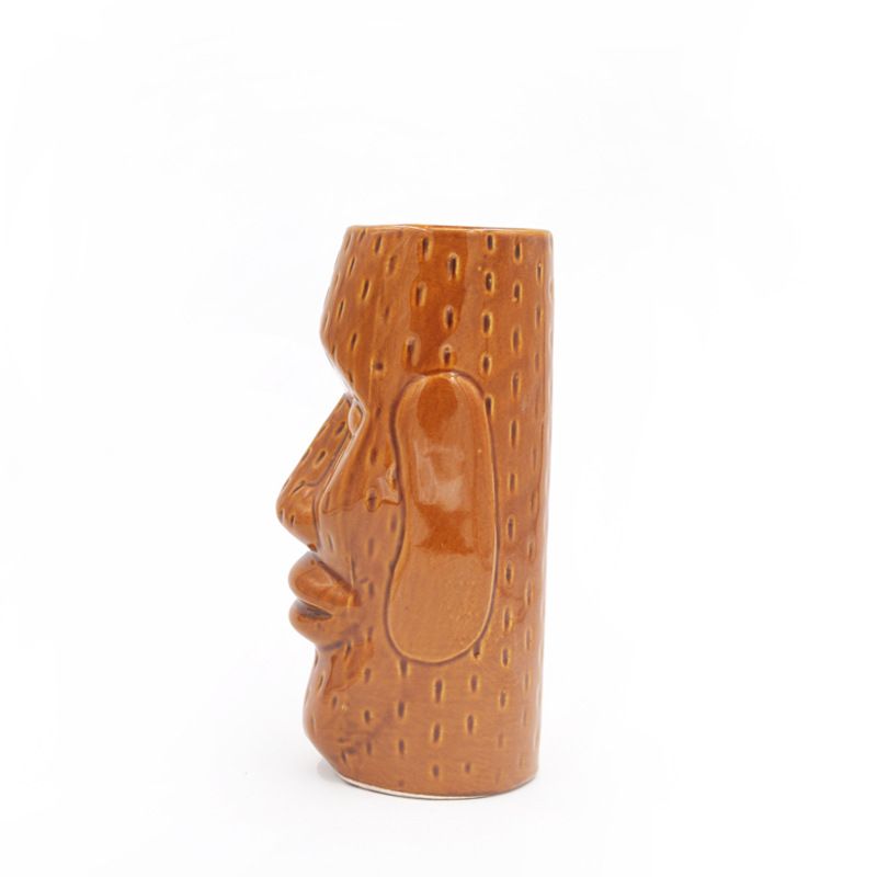 Tiki-kop Hawaii Cocktailkop Lige Tiki-krus Barkop Genopstandelsesøen Stenstatue Keramikkop_voghion.com