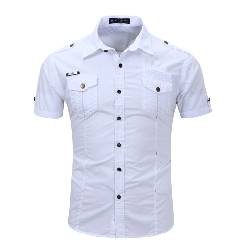 Men's short sleeved outdoor men's oversized military work uniform cotton shirt 55888_voghion.com