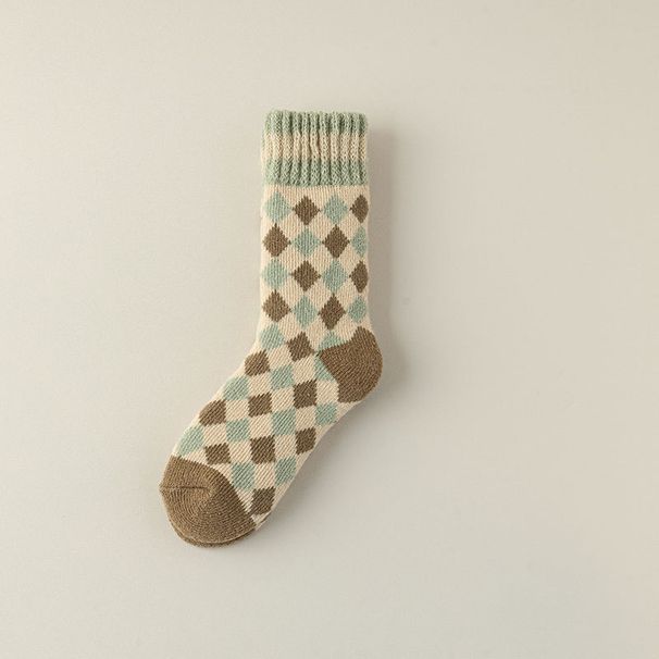 Neue Herbst- und Wintersocken für Damen, dicke Frotteesocken, mittellange Schlauchsocken, lässige warme Baumwollsocken, karierte Handtuchsocken, Wintersocken_voghion.com