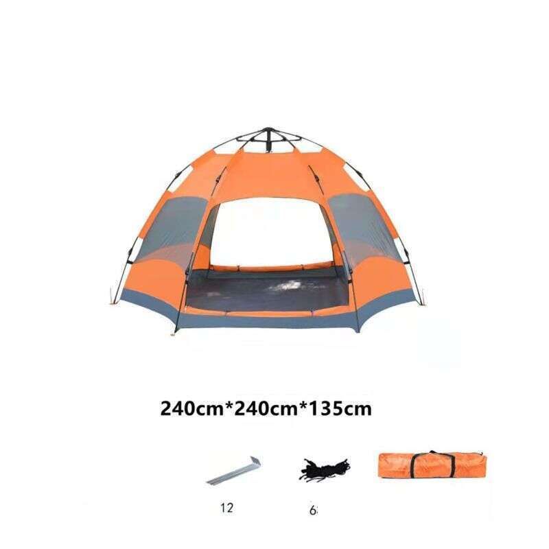 Cort hexagonal automat cu două uși, rezistent la ploaie, pentru camping în aer liber, pentru 3-5 persoane, complet automat, pentru 5-8 persoane_voghion.com