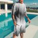Men's Summer Plus Print Set, Fashionable And Casual Sports Short Sleeved Shorts Two-piece Set_voghion.com
