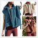 Women's wool-like vest casual sleeveless vest coat oversized vest coat with pockets._voghion.com