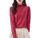 New Spring Pullover Knit Sweater 2024 Korean Version Solid Color Long Sleeve Base Shirt For Women Half High Collar_voghion.com