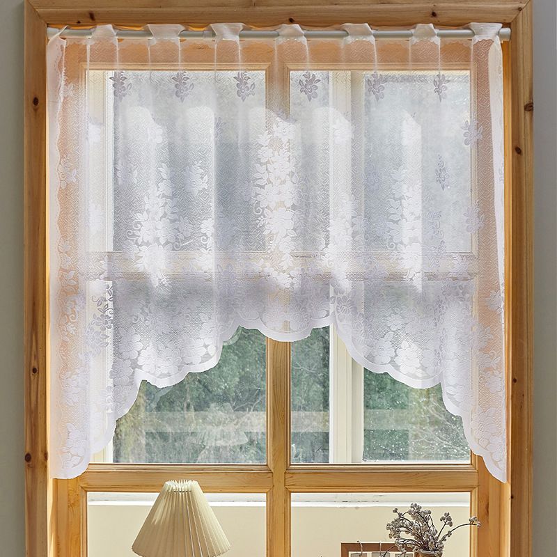 Cortina de gaze com flores auspiciosas de renda e margaridas, janela saliente, varanda, porta de estudo, cortina para quarto, cortina para café_voghion.com