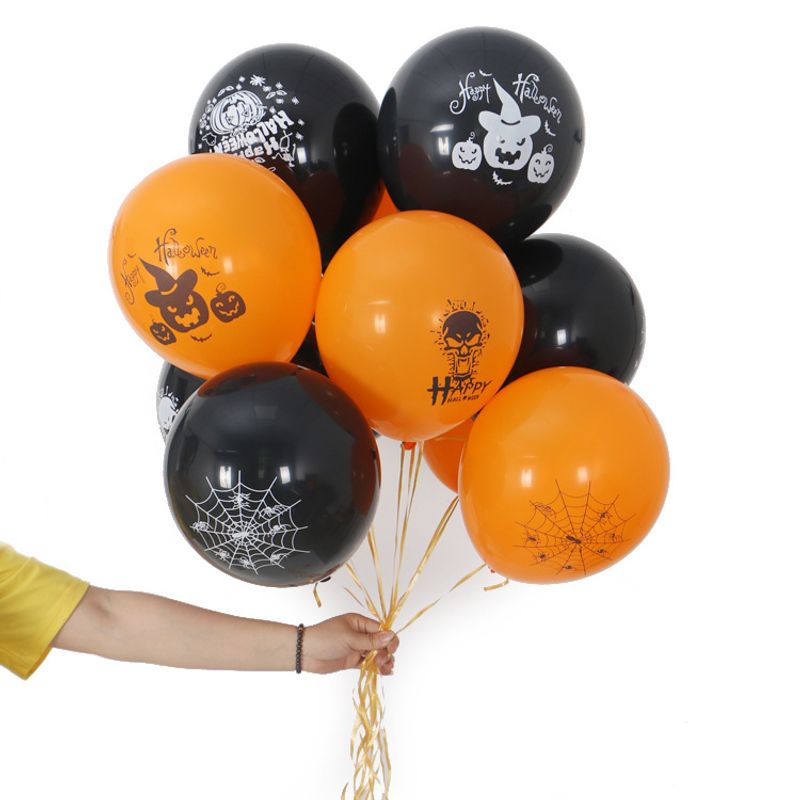 10 İnç Cadılar Bayramı Lateks Balonları - 2,2 g Premium Kalite, Ürkütücü Parti Süslemeleri İçin Balkabağı ve Kafatası Desenleriyle"_voghion.com