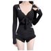 One-Piece Swimsuit For Women, High-End Feel, Tummy Control, Slimming, Conservative Long Sleeve, Sun Protection,_voghion.com