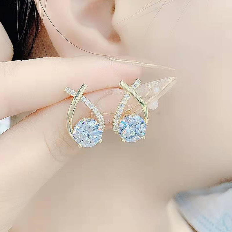 Women's Earrings Hipster girl round face niche design sense refined temperament with a high sense of fishtail zirconium earrings_voghion.com