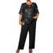 Women's Clothing Large Size Two Piece Mesh Splicing Trousers Suit_voghion.com