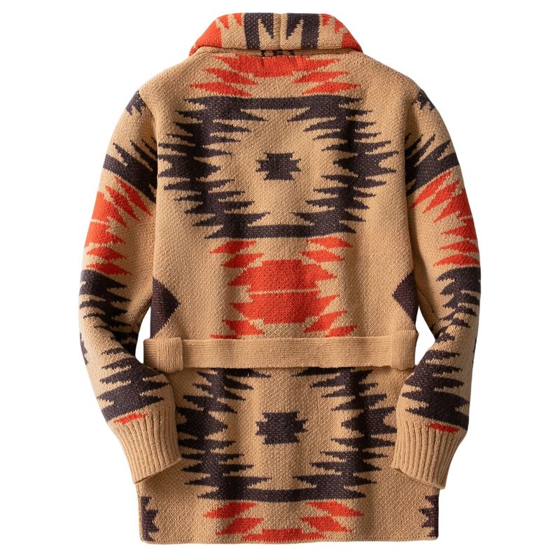 Loom European American Cross-Border Men's Clothing Autumn And Winter Heavy Jacquard Sweater Mid-Length Open Front Lace-Up_voghion.com