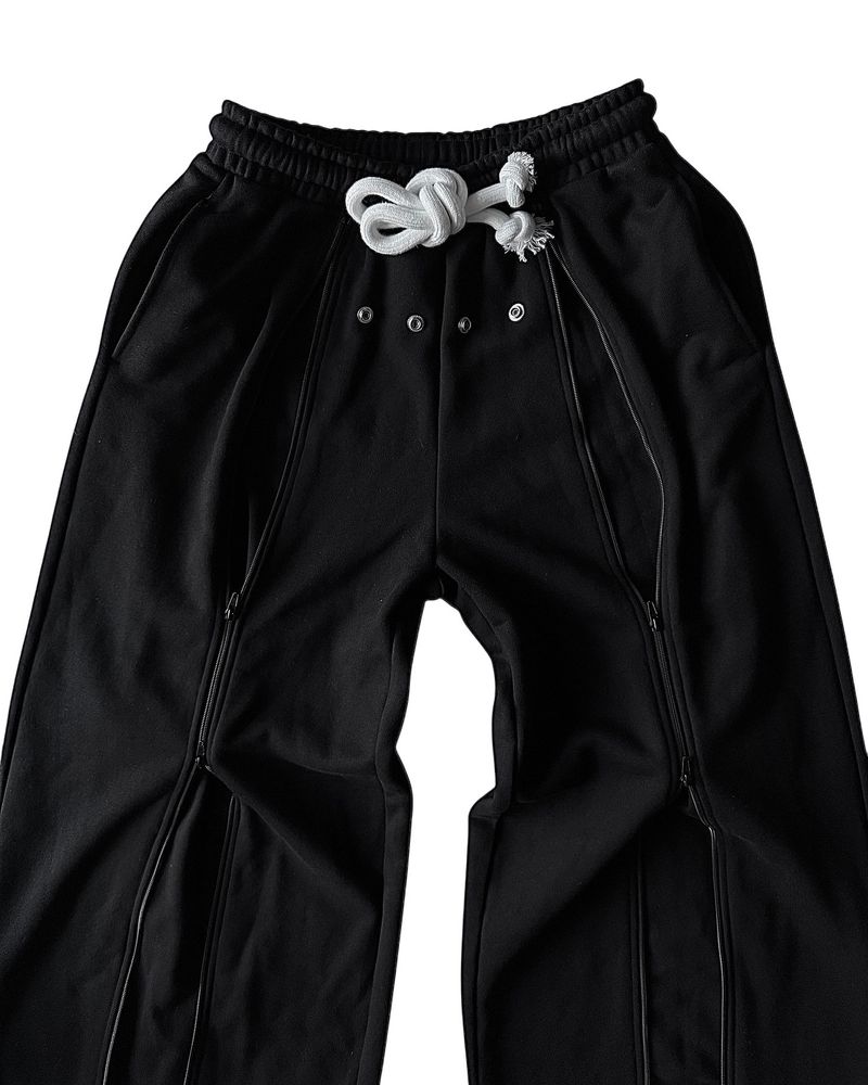 Dunkle Rock & Roll Schlaghose – High Waist Drag Saum Weite Hose mit 3D-Print | Stretch Polyester | Gothic Streetwear für Konzerte (Schwarz)_voghion.com