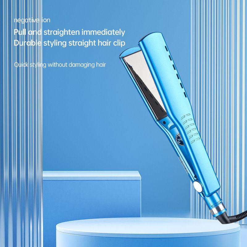 New Model And Curler Dual-use Curling Iron Blue Straightener Hair Styling Tool_voghion.com