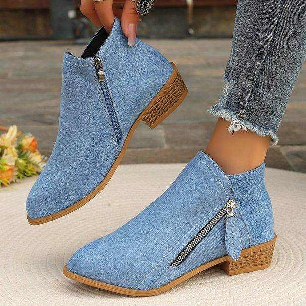 Women's Shoes Thick Bottom Solid Color Pointed Side Zipper Martin Boots For Women 2025 Spring And Autumn New Short Tube Women's Boots_voghion.com