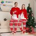 Christmas Red Parent Child Outfit For A Family Of Three Or Four, White Christmas Tree And Deer Print Home Clothes And Pajamas_voghion.com