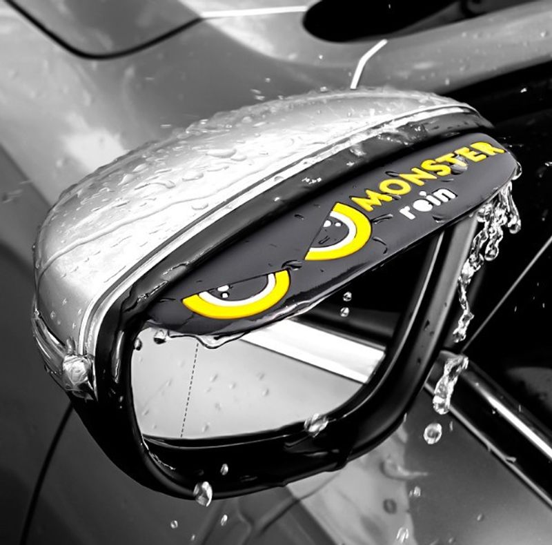 Car eyebrow frame cartoon inverted rearview proof reflective mirror rain shield universal soft rubber_voghion.com