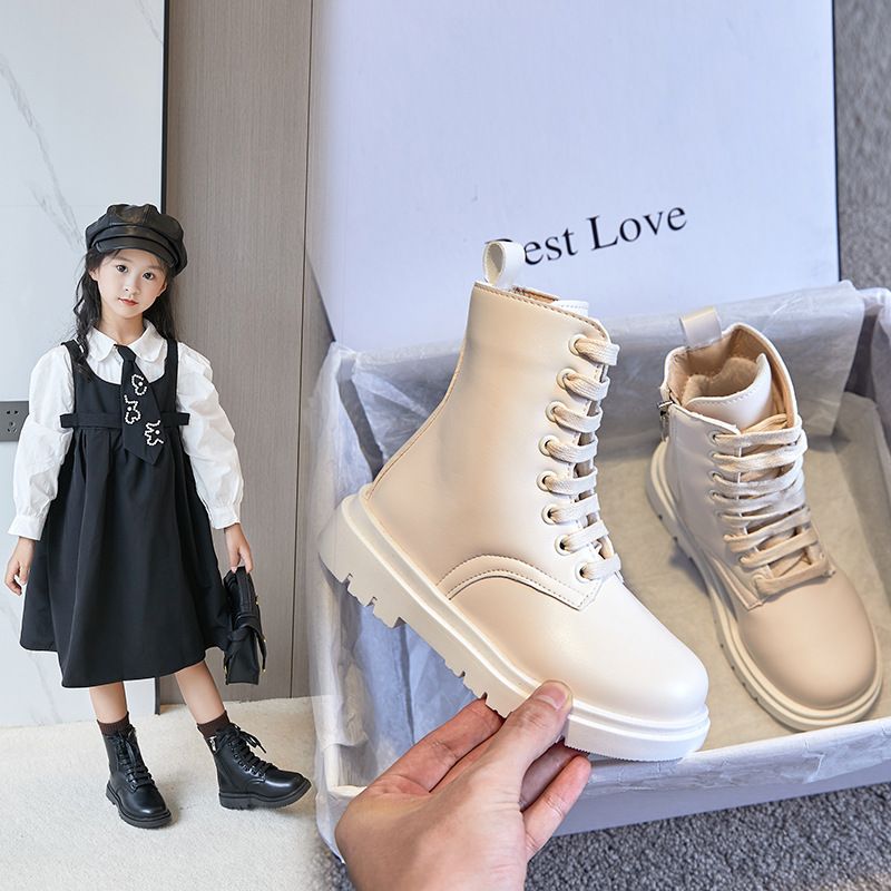 Girl' Boot 2023 Autumn Suede Korean Edition Girl' Shoe Performance High Tube Martin Boot Cotton Yang Children'_voghion.com