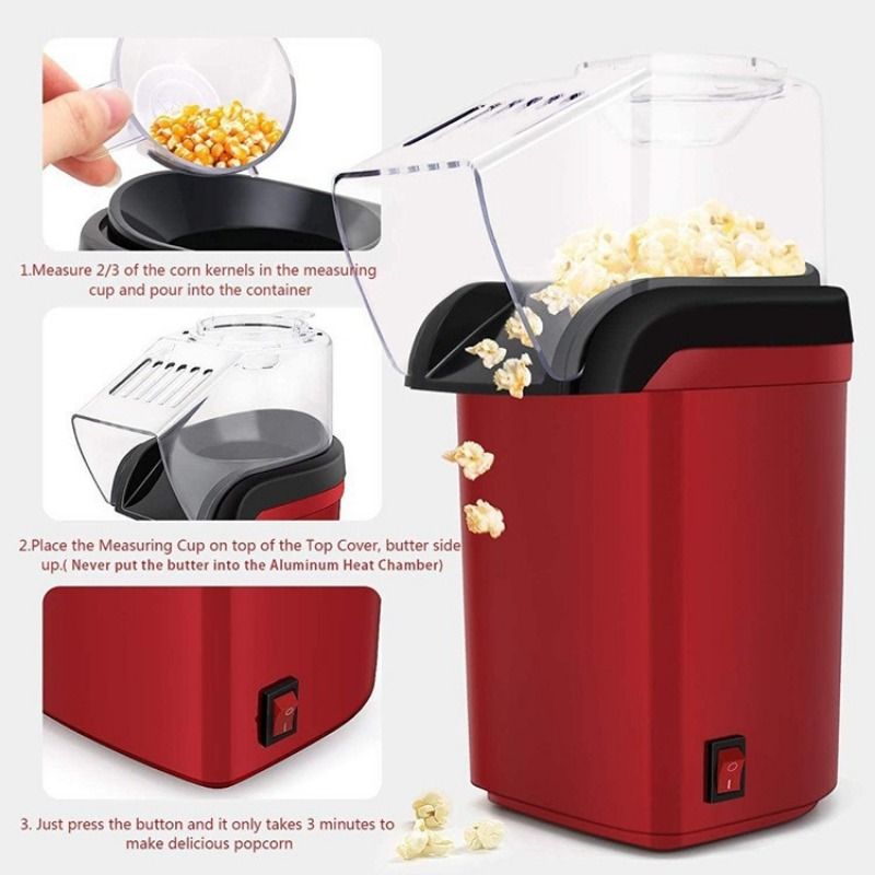 1 elektrische Popcornmaschine – Heißluft-Popcornmaschine mit 1200 W, kein Öl erforderlich, gesunder und leckerer Snack für Kinder und Erwachsene. Ideal für Partys_voghion.com