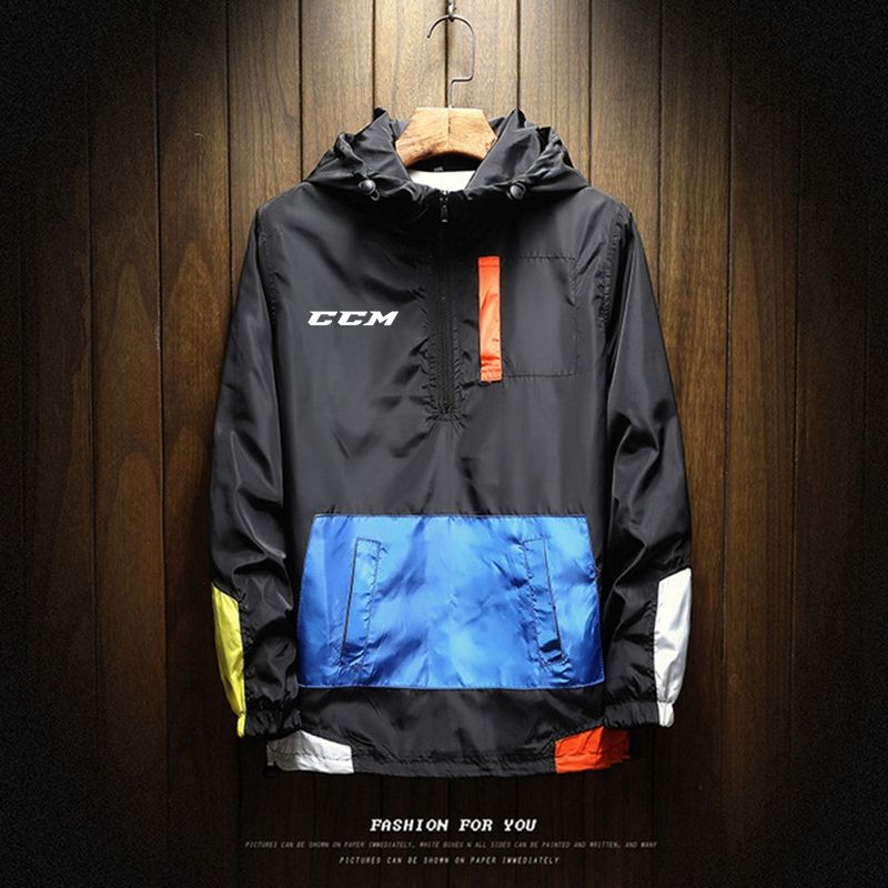 CCM Hochwertige Frühlings-Herbst-Bomberjacke für Herren, lässig, einfarbig, Windjacke, Reißverschluss, dünner Mantel mit Kapuze, Outwear für Männer in Übergröße_voghion.com