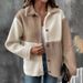 2024 New Autumn And Winter Thickened Color Block Single-Breasted Turn-Down Collar Casual Jacket_voghion.com