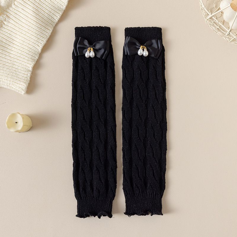 Mother & Kids Children's socks autumn and winter white knitted jk long calf socks leg covers warm lolita lolita pile socks_voghion.com