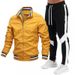 Herrenbekleidung Street Running Sports Jugend Fliegerjacke Spleißen Bedrucktes Jogginghosen-Set_voghion.com