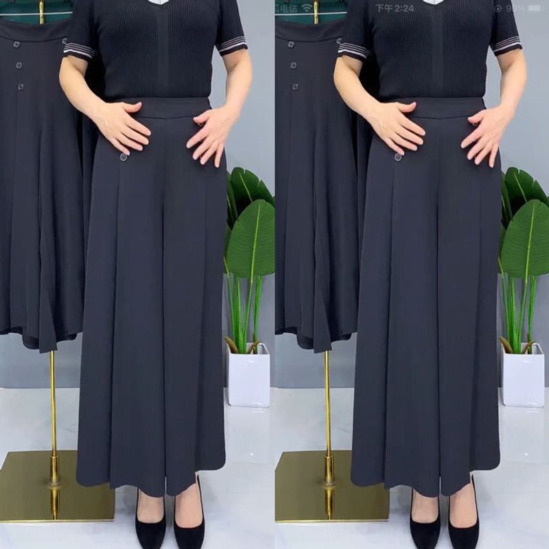 Women's Clothing Women's Loose Middle Aged Mother Pants Drape Temperament Wide Leg Pants_voghion.com