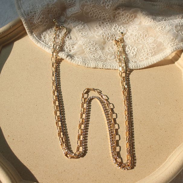 Accessori Eleganti Semplici Occhiali a doppio strato con graffetta Occhiali da sole alla moda con perline e trapano a forma di artiglio Catena_voghion.com