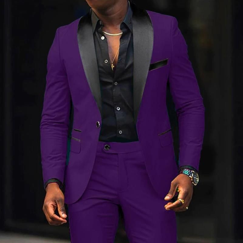 CT New Men's Business Casual For Autumn, Slim Fit Wedding Groom Suit Two-Piece Set_voghion.com