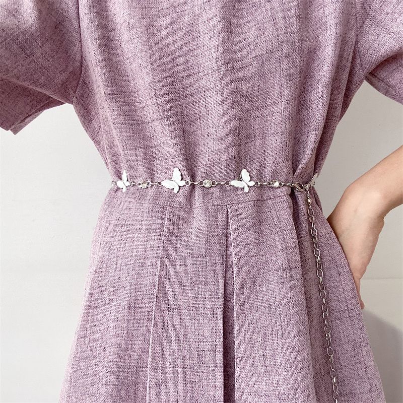 Cintura con catena in metallo a forma di farfalla, accessorio estivo da donna con gonna, jeans, abito, cintura da donna_voghion.com