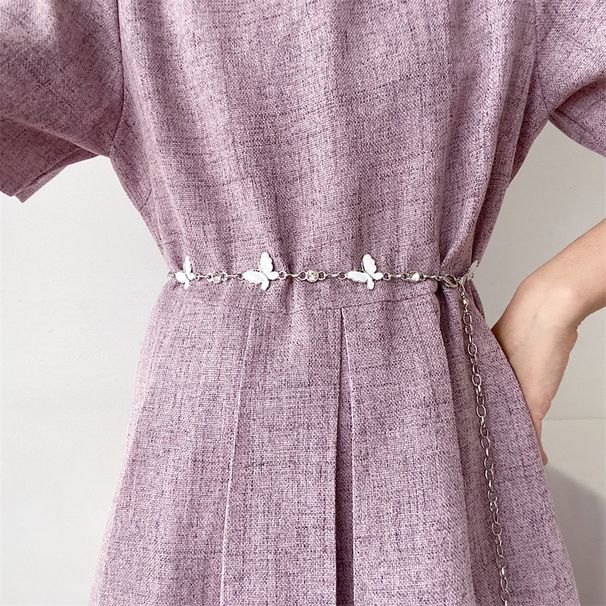 Cintura con catena in metallo a forma di farfalla, accessorio estivo da donna con gonna, jeans, abito, cintura da donna_voghion.com