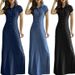 Denim Shirt Dress With Side Slits & Pockets – Oversized Collar A-Line Maxi Dress For Women (S-5XL, Gray/Light Blue/Black/Navy)_voghion.com