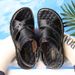 Sommer Sandalen Echtes Leder Rutschfeste Hausschuhe Outdoor Dicke Sohlen Strand Schuhe Comfor Weiche Männer Alias_voghion.com