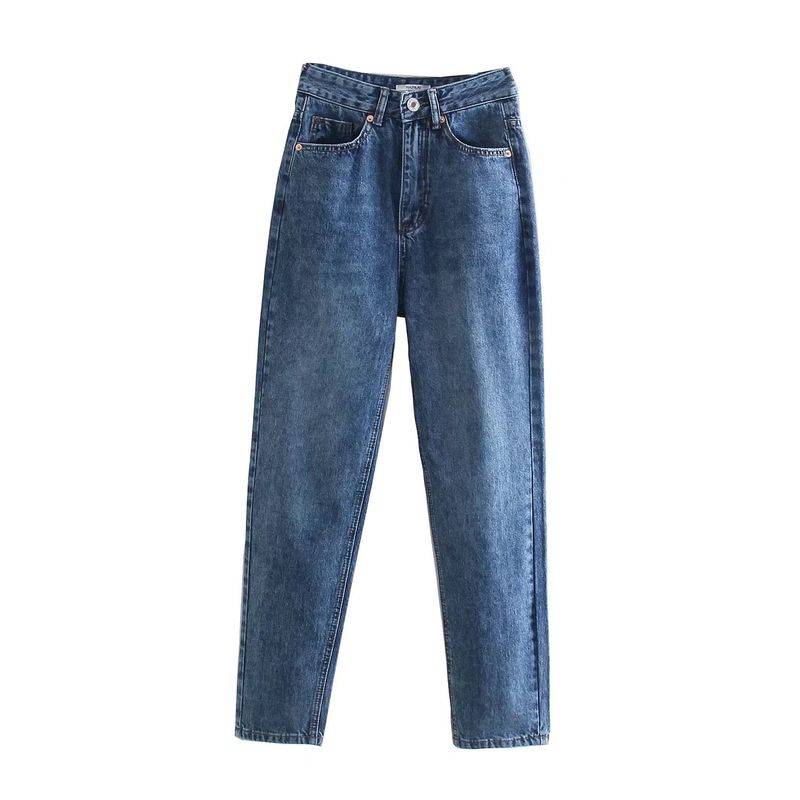 Women's spring new loose version denim trousers high waist loose casual jeans_voghion.com