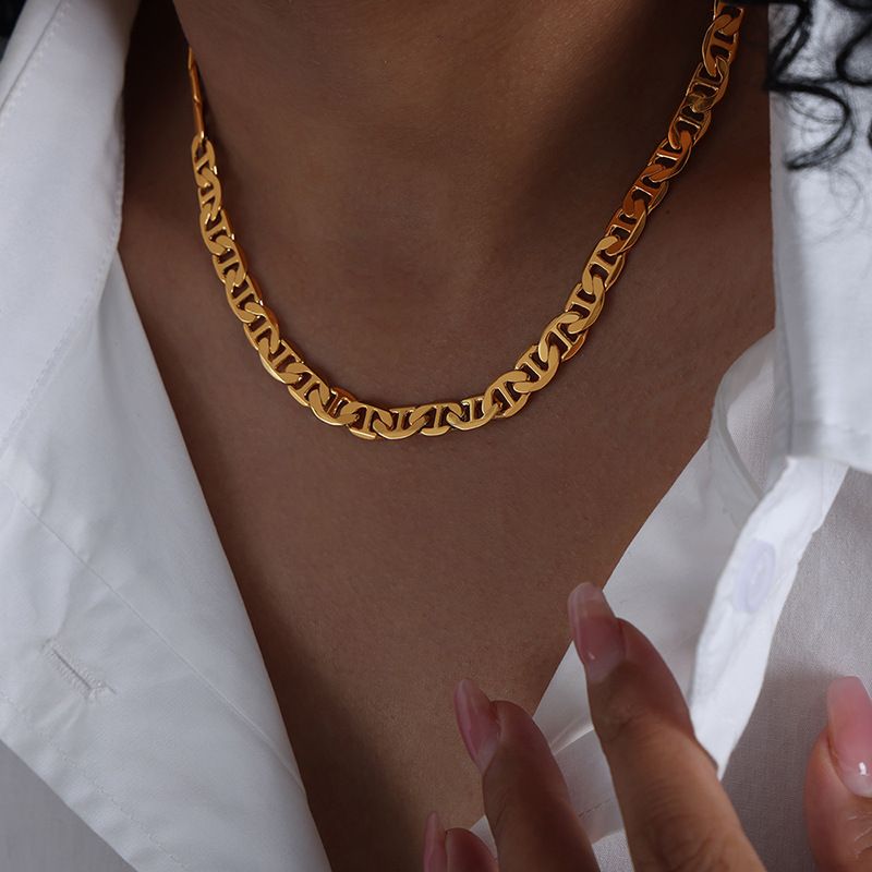 Collana cubana alla moda in stile americano da uomo, con catena in rame e oro per clavicola, resistente alla luce, alla moda, spessa e versatile, per le donne_voghion.com