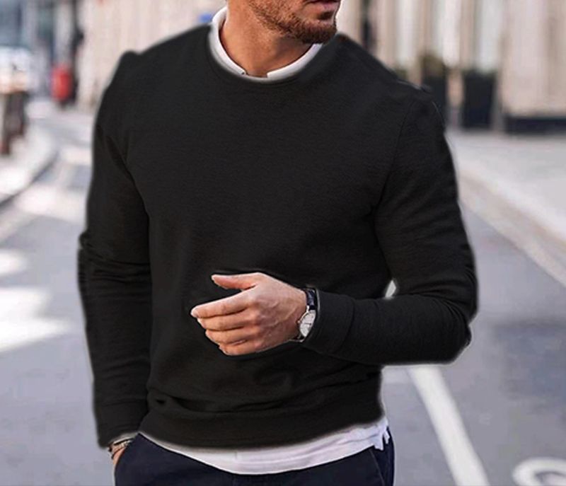 La camicia a maniche lunghe in maglia a nido d'ape con collo rotondo solido autunno 2023 può essere abbinata a un top sotto_voghion.com