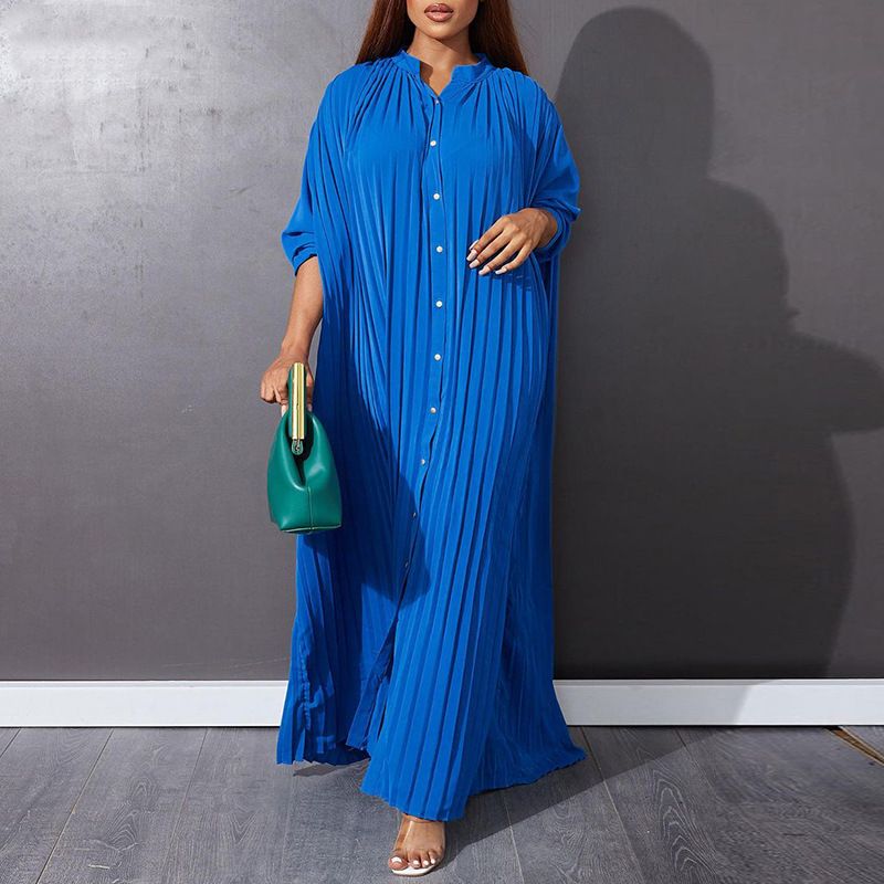 Women's fashion loose casual pleated dress_voghion.com