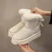 Fleece Lined And Thickened Snow Boots With Slip On Design 2025 Winter New Style Thick Sole Furry Opening Bow Knot Warm_voghion.com