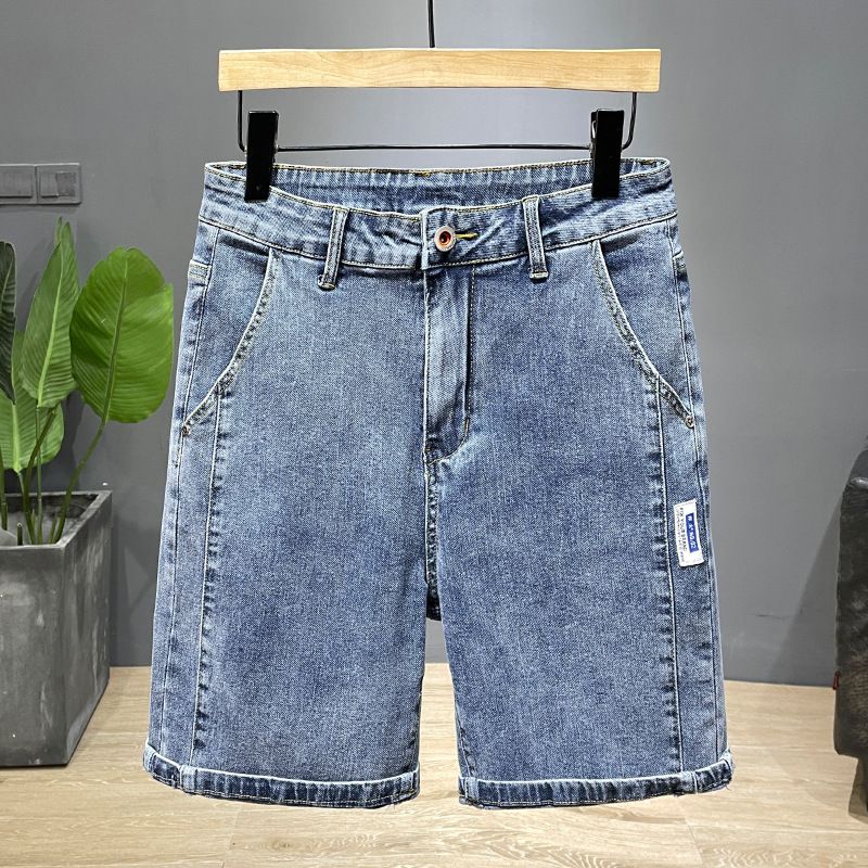 Men's Clothing Summer Fashion Denim 5 Point Shorts Ins Style Fashion Straight Tube Ripped Shorts_voghion.com