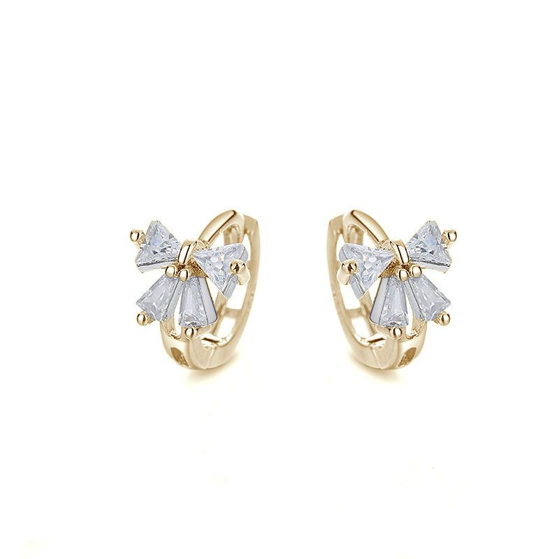 Zircon VENUS Fashion Inlaid Bow Earrings For Ladies Simple All-match Sweet Girl Heart Circle Jewelry Gift_voghion.com
