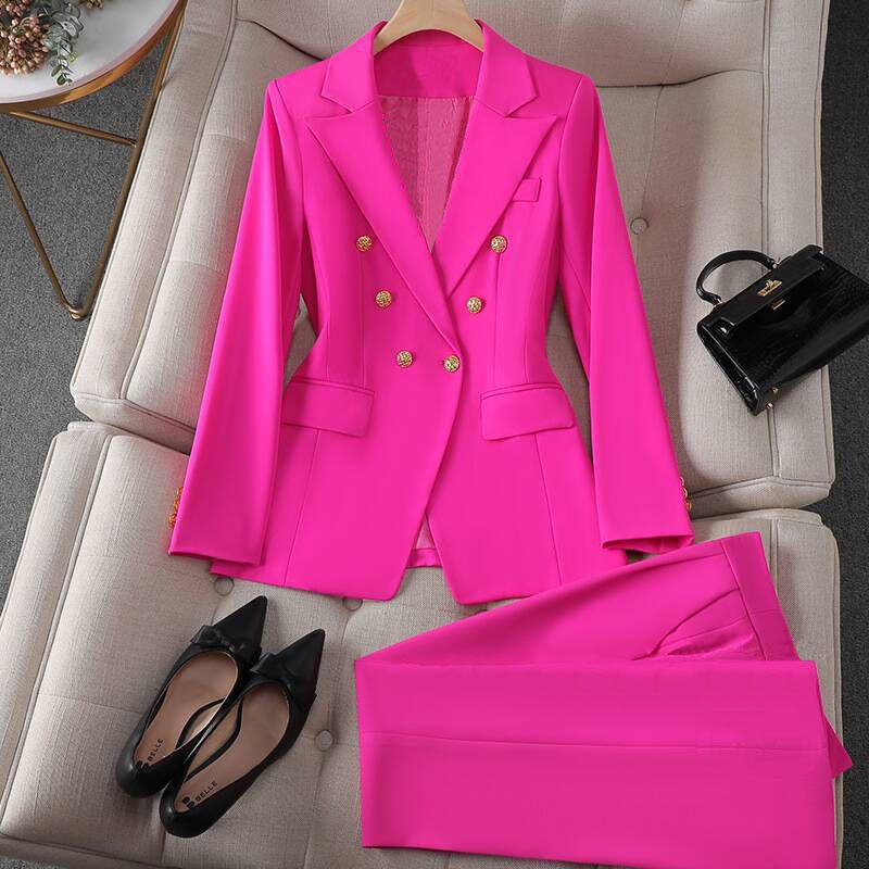 Dameskleding Lente Rood Pak Jas Dames Nieuwe Professionele Temperament Forens Kleine Mode Pak Set_voghion.com