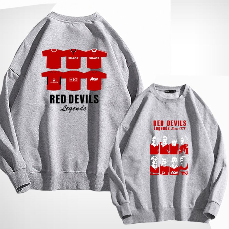 Felpa con cappuccio a maniche lunghe e scollo rotondo dei Red Devils da calcio con stampa unisex, abbigliamento autunnale e invernale ampio_voghion.com