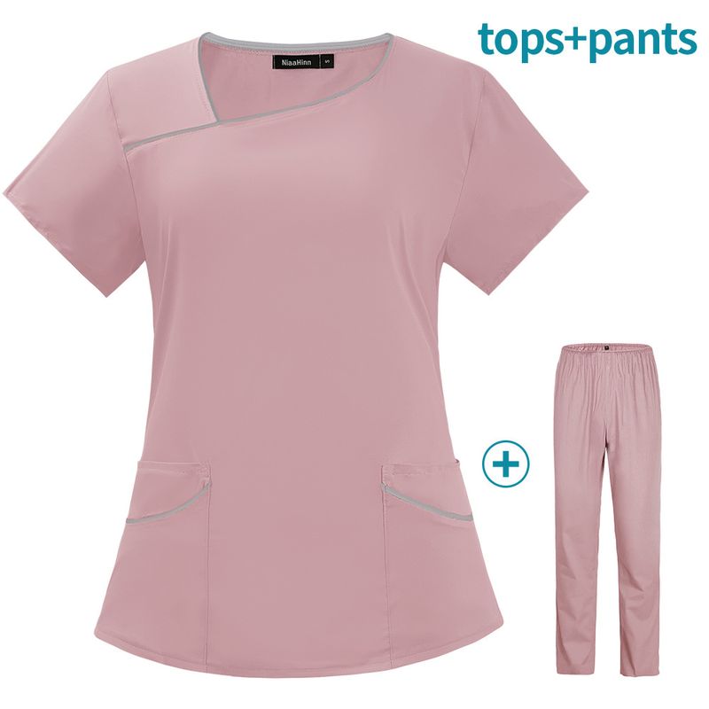 Vêtements de protection pour salon de beauté pour femmes, esthéticienne, dentiste, vêtements d'isolation buccale, pantalons à manches courtes, vêtements de travail élastiques à séchage rapide_voghion.com