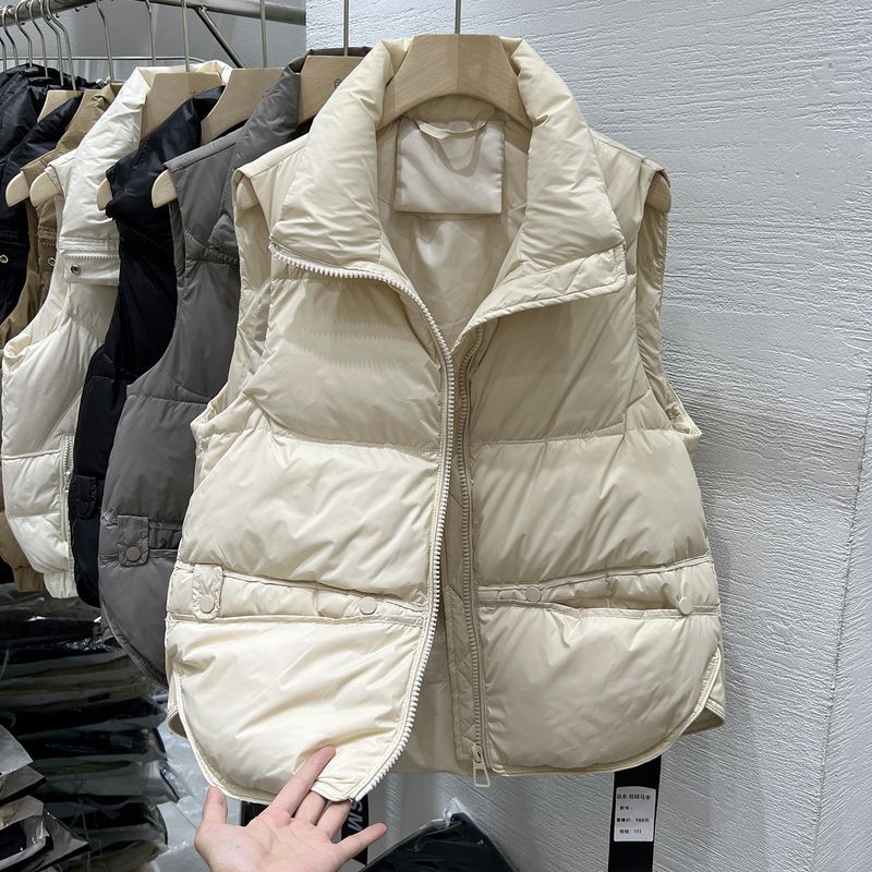 Dameskleding herfst hot style opstaande kraag down katoenen vest kleine maat veelzijdige mode katoenen vest gilet jas trendy_voghion.com