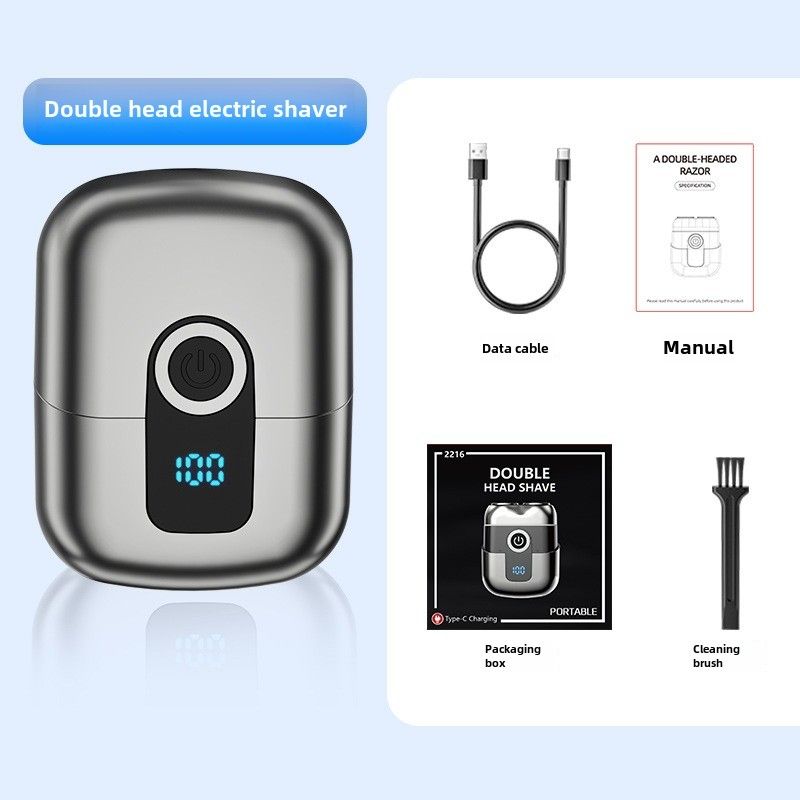 Men's razor new electric razor magnetic head mini portable double head razor_voghion.com