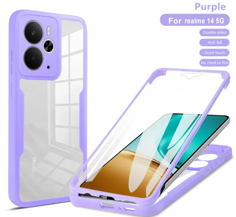 3In1 360° Screen Protector Transparent HD Case For OPPO REALME 14 Pro Plus 5G Shockproof Soft Silicone Bumper Phone Back_voghion.com