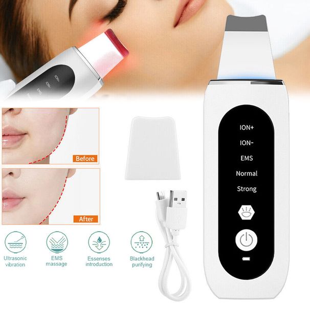 EMS Gesichtshautwäscher Ultraschall Porentiefreiniger Spatel Mitesser Entferner_voghion.com