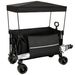 Collapsible Foldable Extended Wagon With Canopy,480lbs Weight Capacity, Heavy Duty Folding Utility Garden Cart With Big All-Terrain Beach Wheels & Drink Holders,Side Pocket And Brakes ,mosquito Net_voghion.com