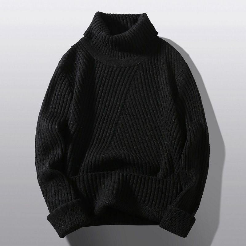 Pull à col roulé épais en laine de mouton pour homme, pull tricoté, nouvelle collection automne et hiver_voghion.com