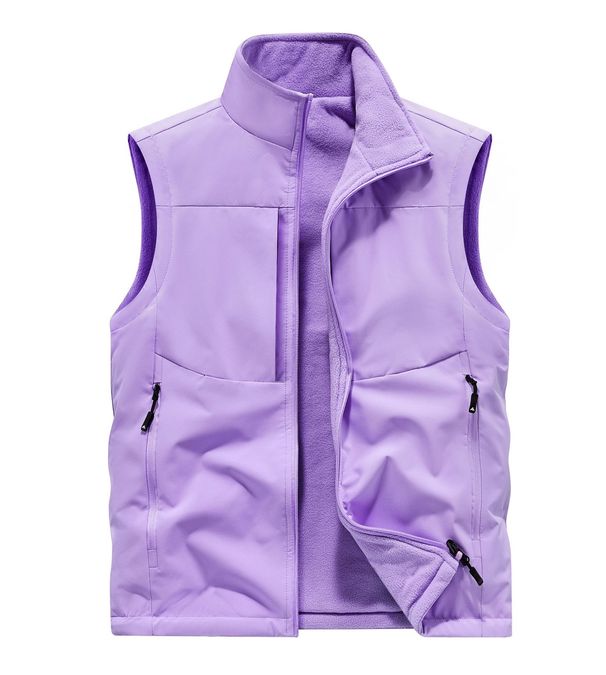 Men's Reversible Fleece Vest For Outdoor & Casual Wear, Stand Collar, Thick Warm Layering Vest, Lightweight & Breathable, Multiple Pockets_voghion.com